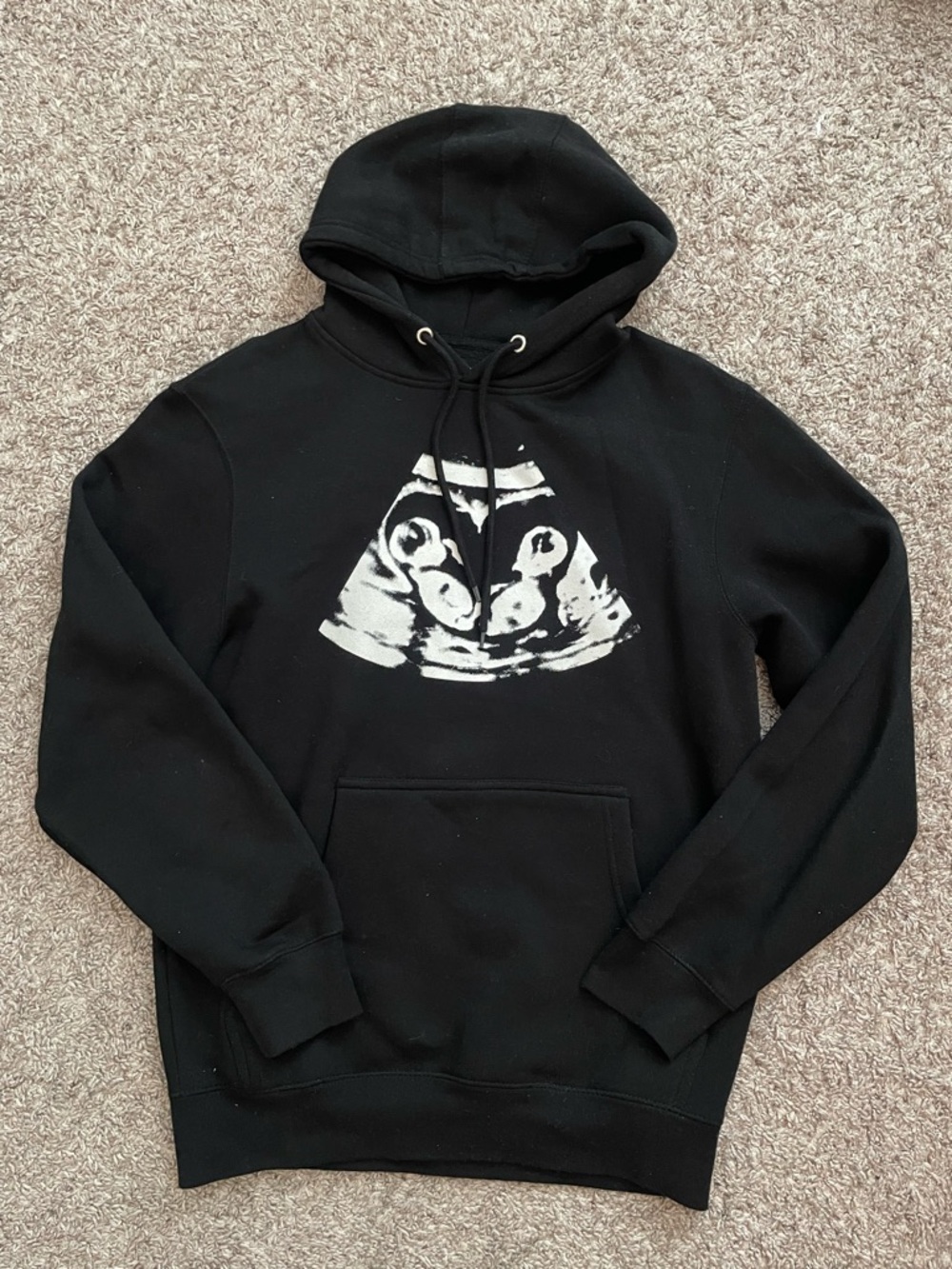 slushy noobz youtuber merch Black Graphic Hoodie with White Ultrasound Print